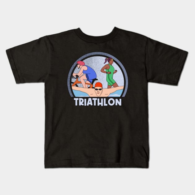 Triathlon Kids T-Shirt by DiegoCarvalho